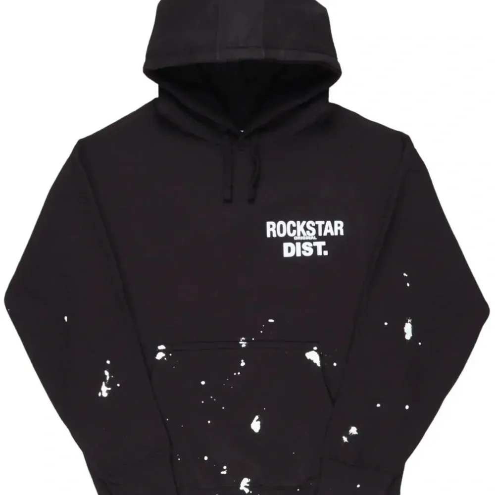 Rockstar Original Dist Mens Black Paint Splatter Hoodie Sweatshirt RSM-TST-MSTS